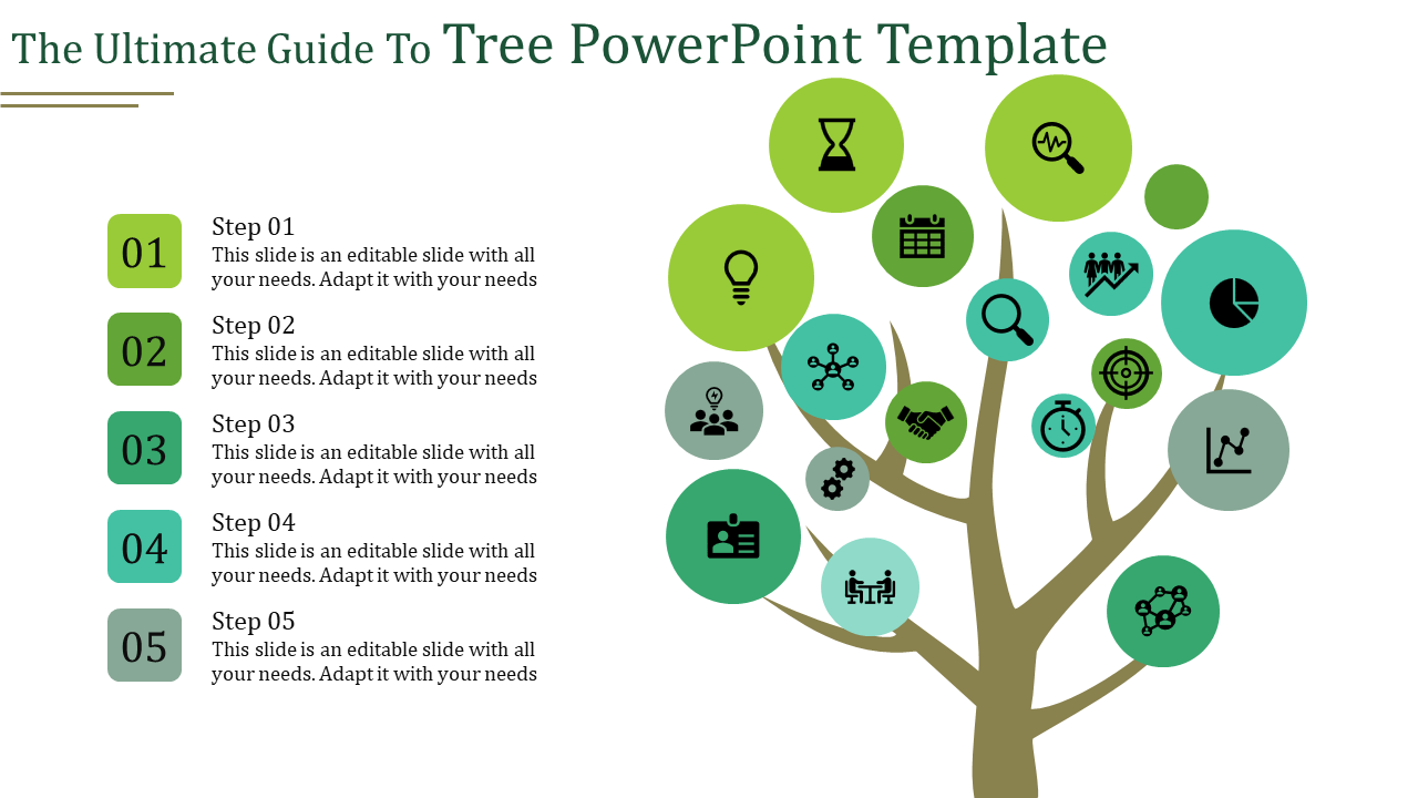 Illustrated tree with circles showcasing business and strategy icons such as graphs, target, and handshake.