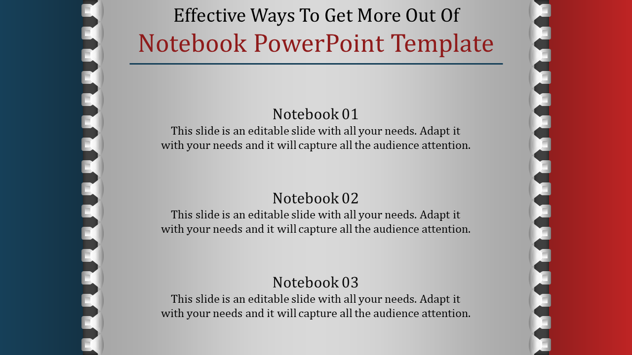 Presentation layout with a notebook themed background and three sections labeled 03.