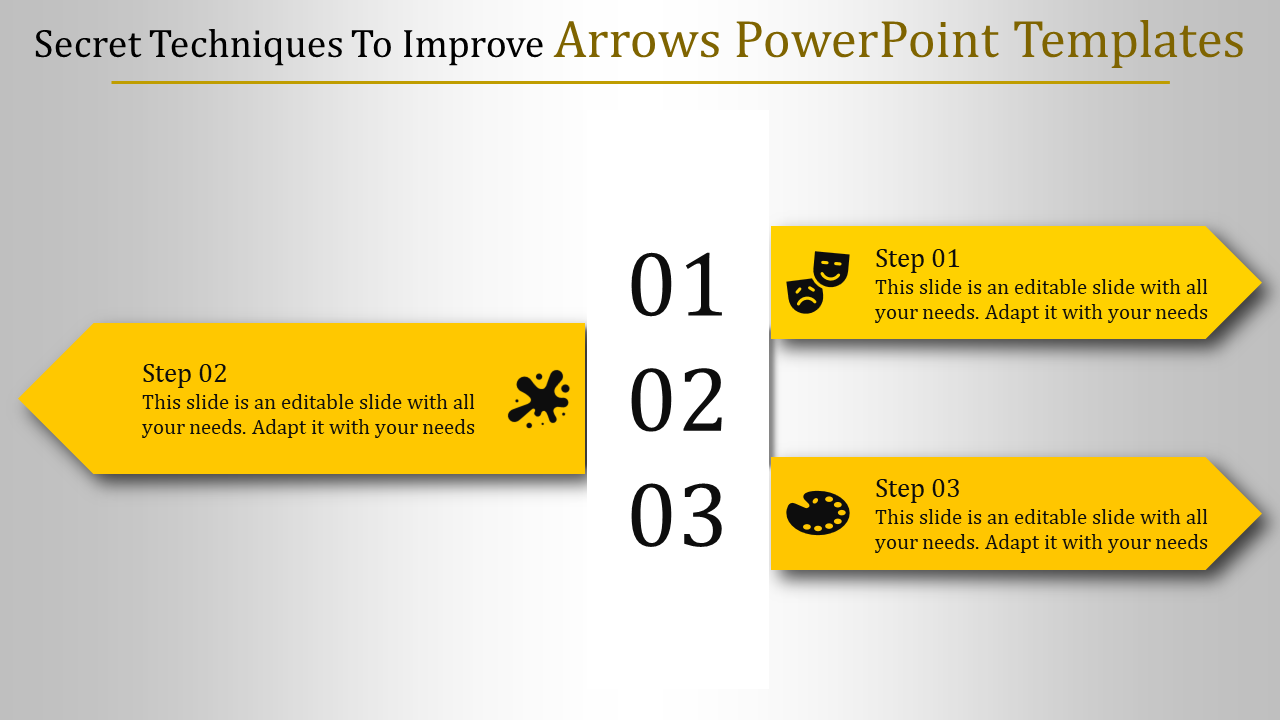 Three Node Arrows PowerPoint templates and Google slides