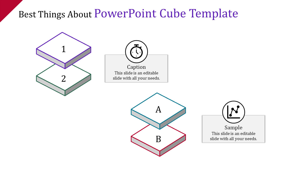 Cube PowerPoint Template and Google Slides - Four Nodes