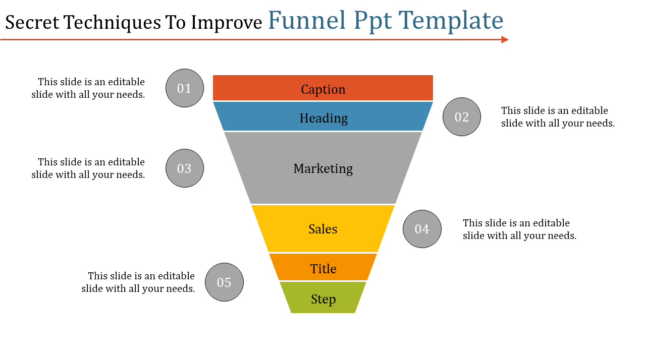 Incredible Funnel PPT template and Google Slides Design-Five Node