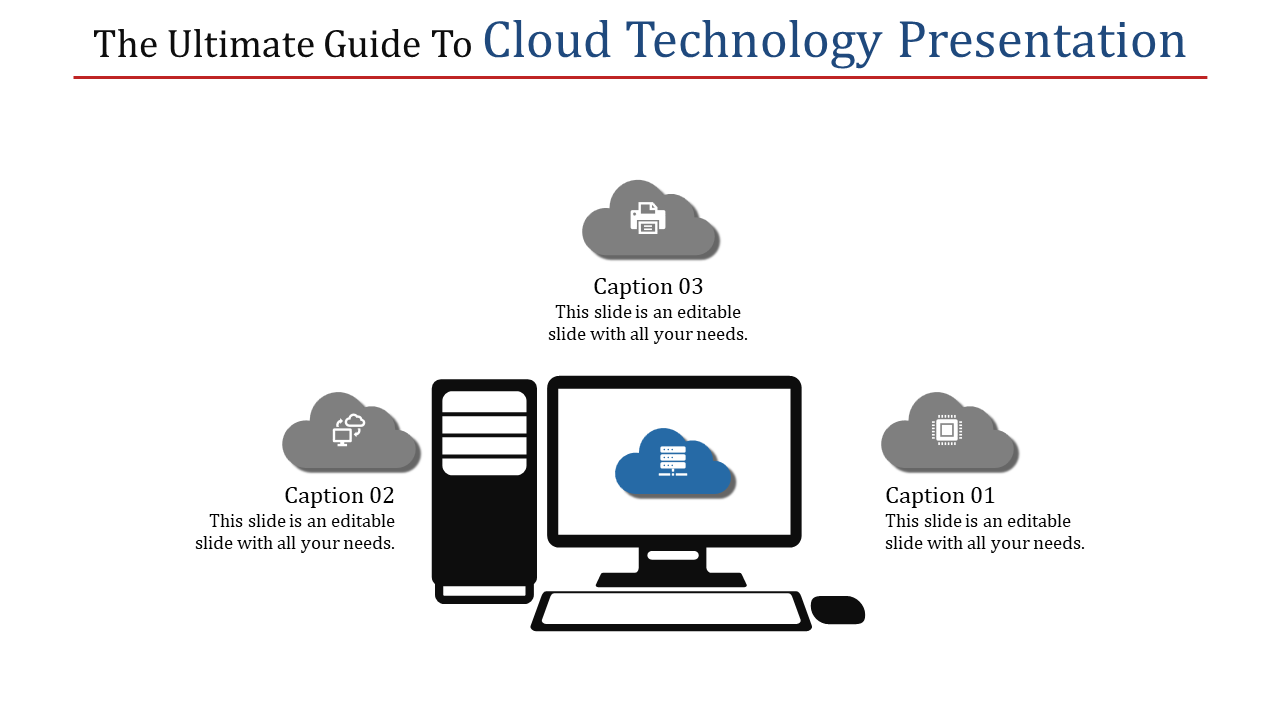 Three Nodded Cloud Technology Presentation PowerPoint and Google slides