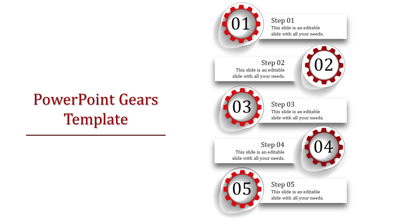 PowerPoint Gears Template for Detailed Process Analysis