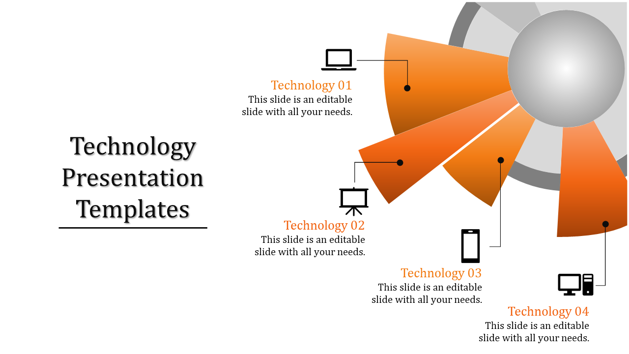 Technology PPT Presentation Template with Four Nodes