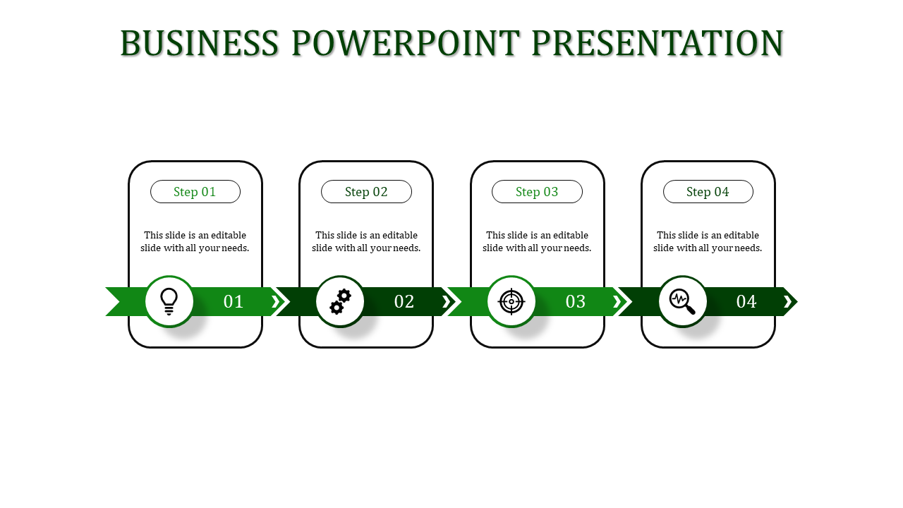 Business PowerPoint Template with Four Noded Designed