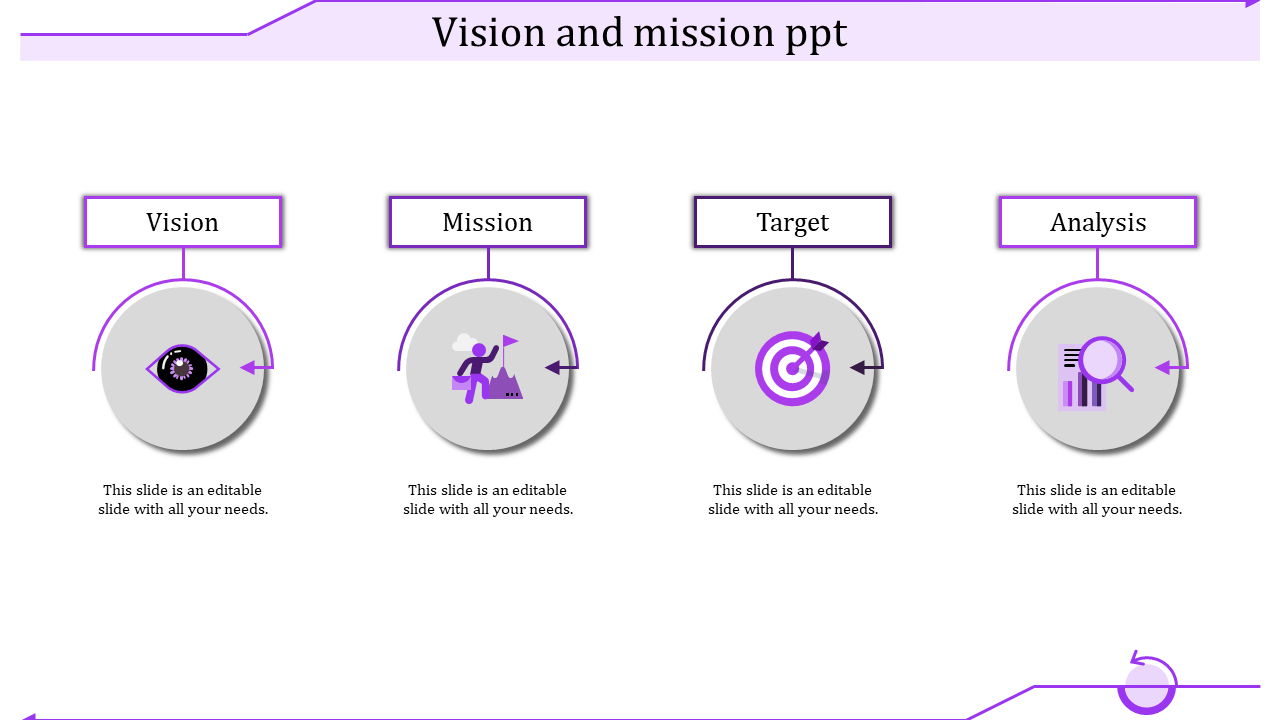 Stunning Vision And Mission Presentation Template-4 Node