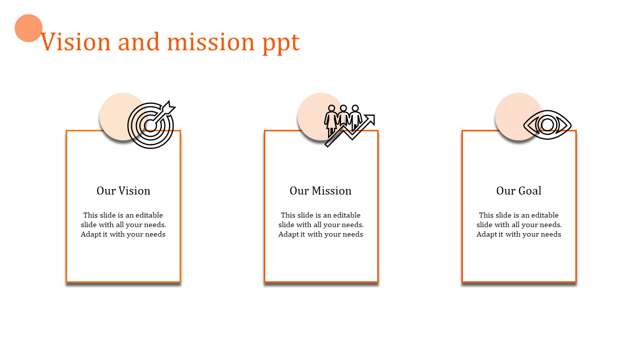 Affordable Vision And Mission PPT Slide Design-Three Node