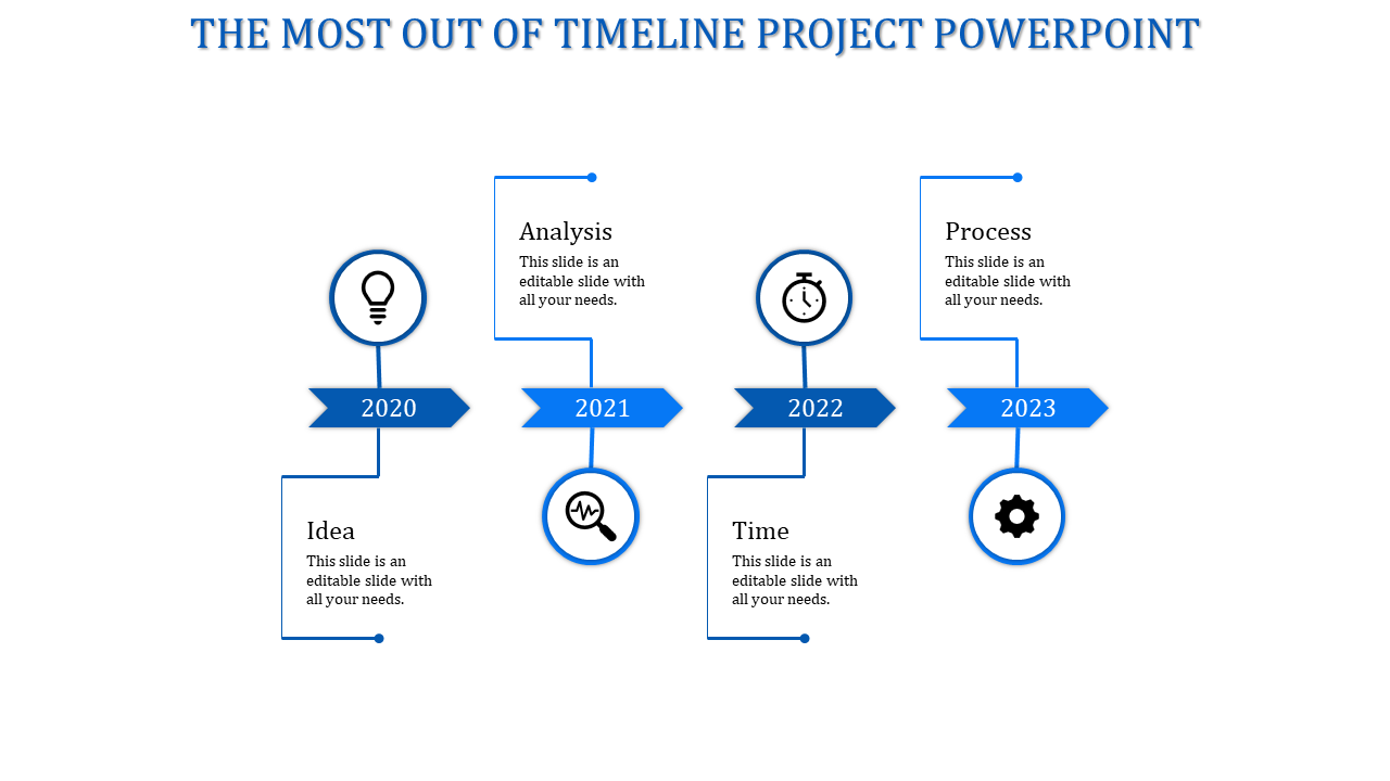 Arrow Themed Timeline Project PPT Template And Google Slides