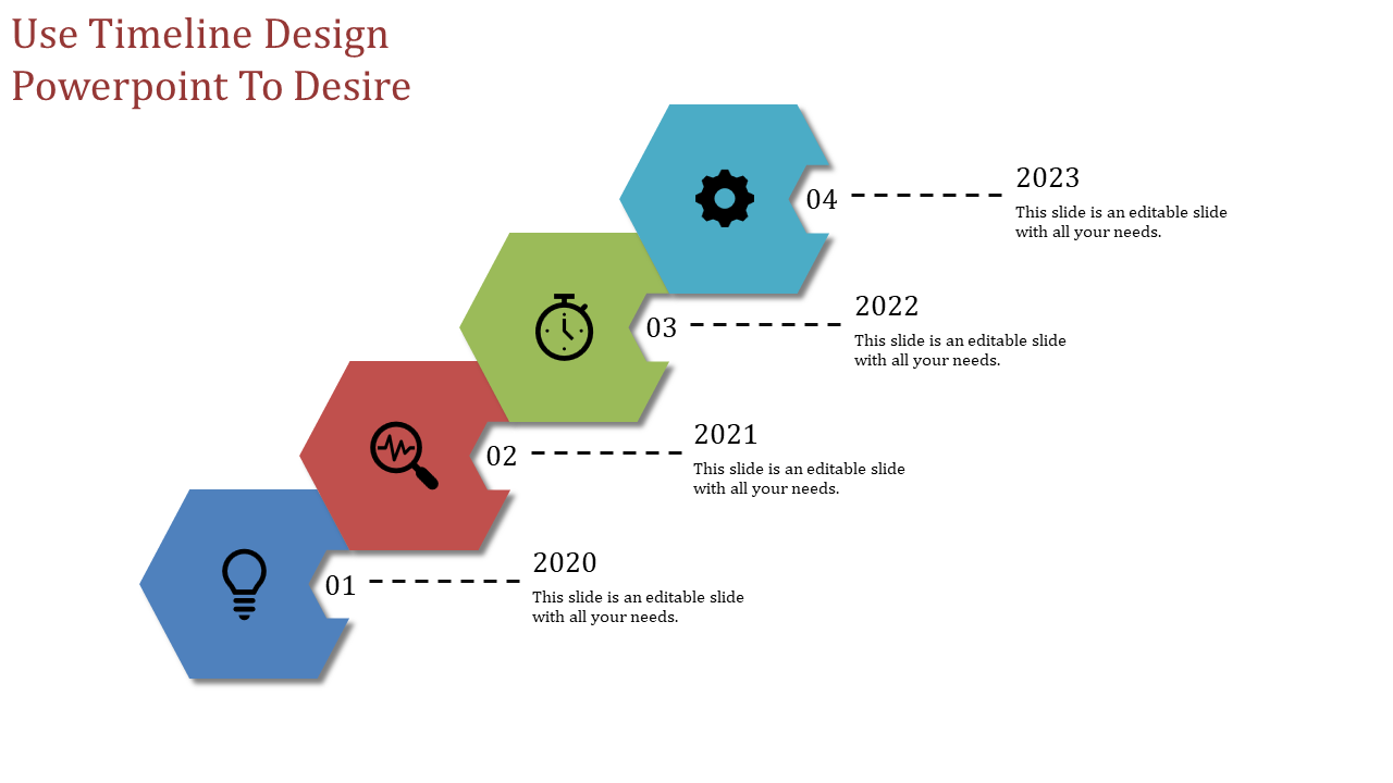 Editable Timeline Design PowerPoint In Multicolor