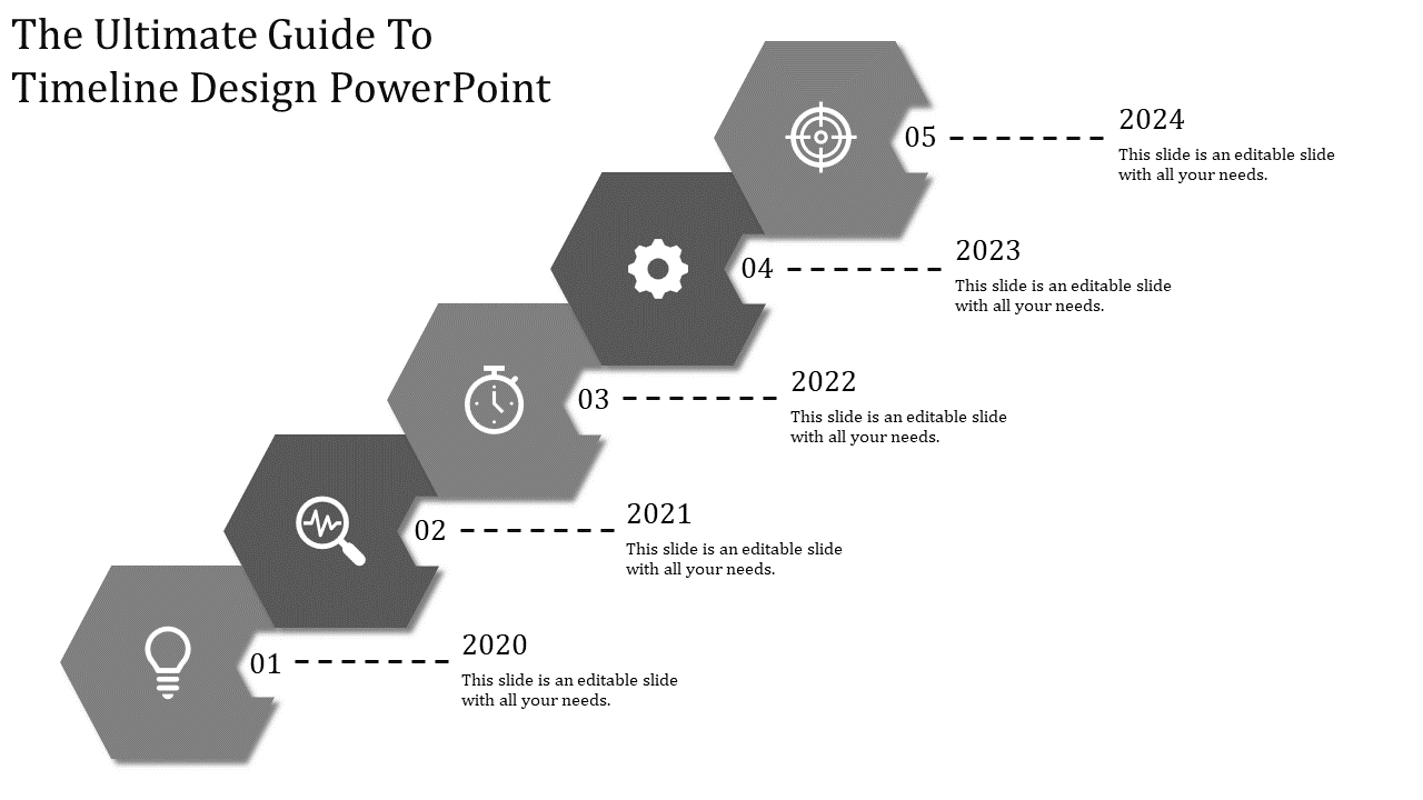 Timeline Design PowerPoint template with Five Nodes