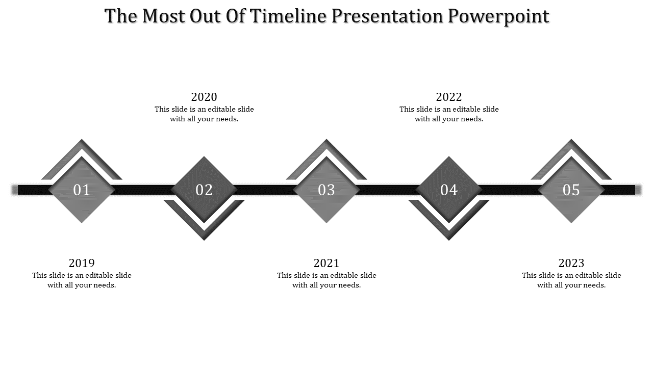 5 Step Diamond Timeline PowerPoint Template and Google Slides