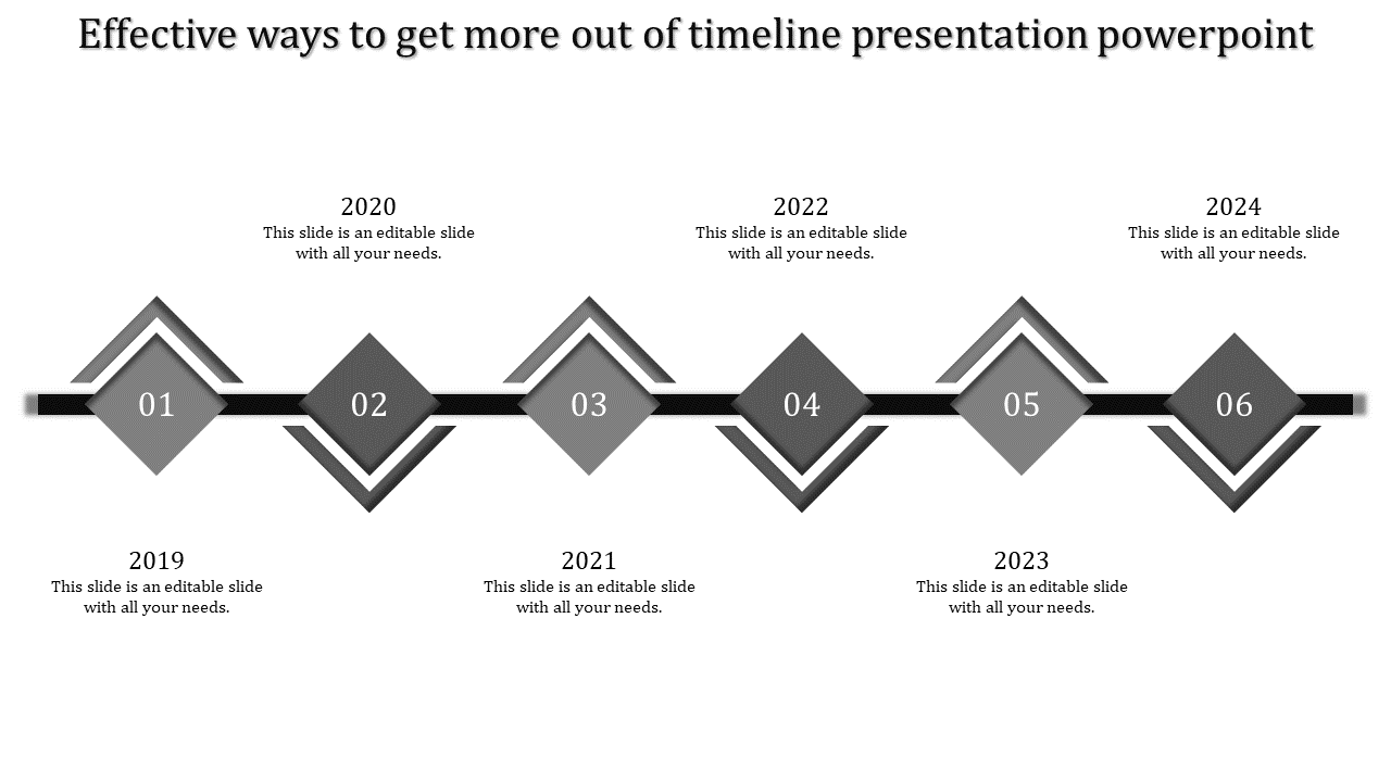 Stunning Timeline Presentation PowerPoint In Grey Color