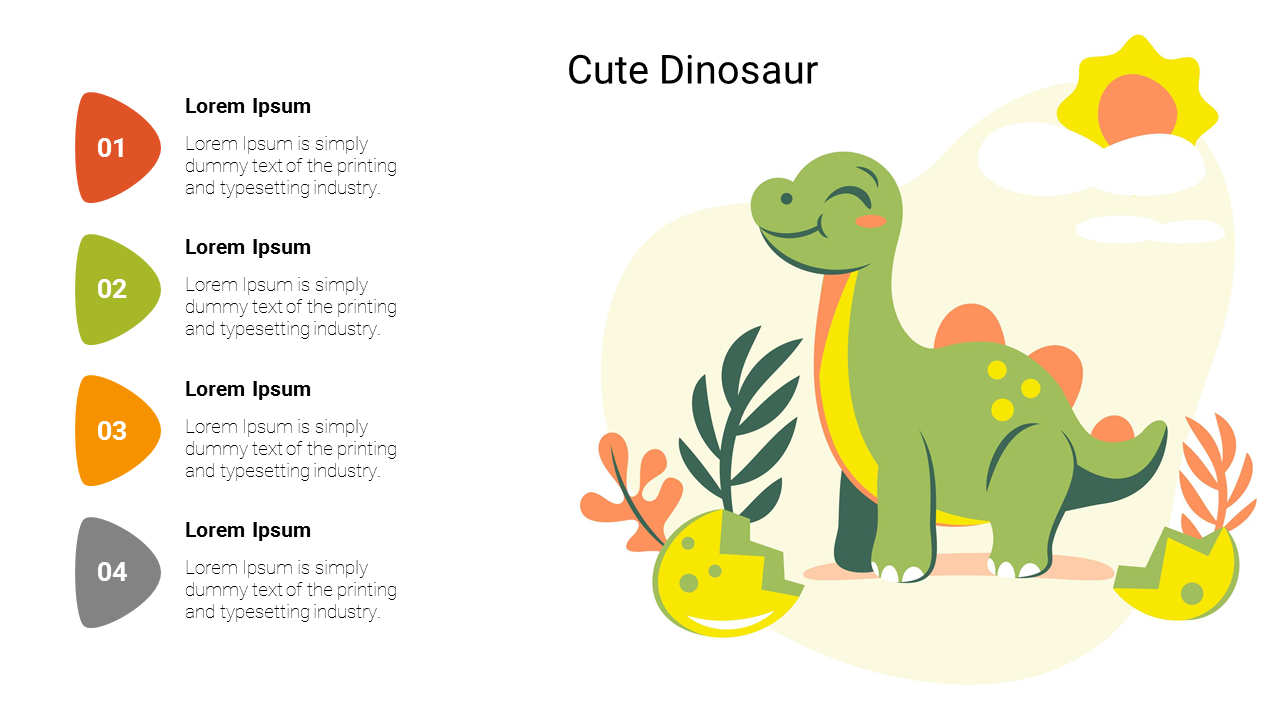 Dinossauros adoráveis. Template PowerPoint grátis e tema do Google Slides