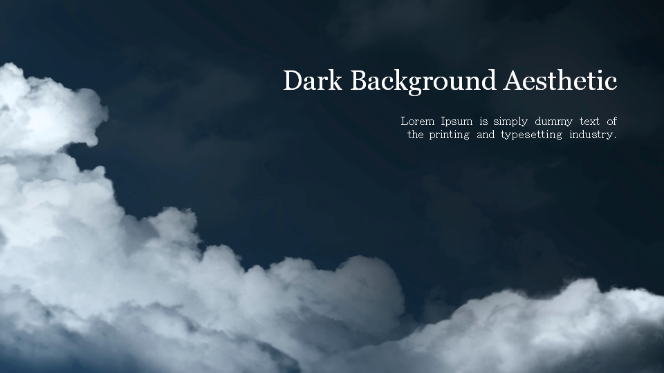 Dark-themed slide with a cloudy night sky as the background and a title in the upper right corner.