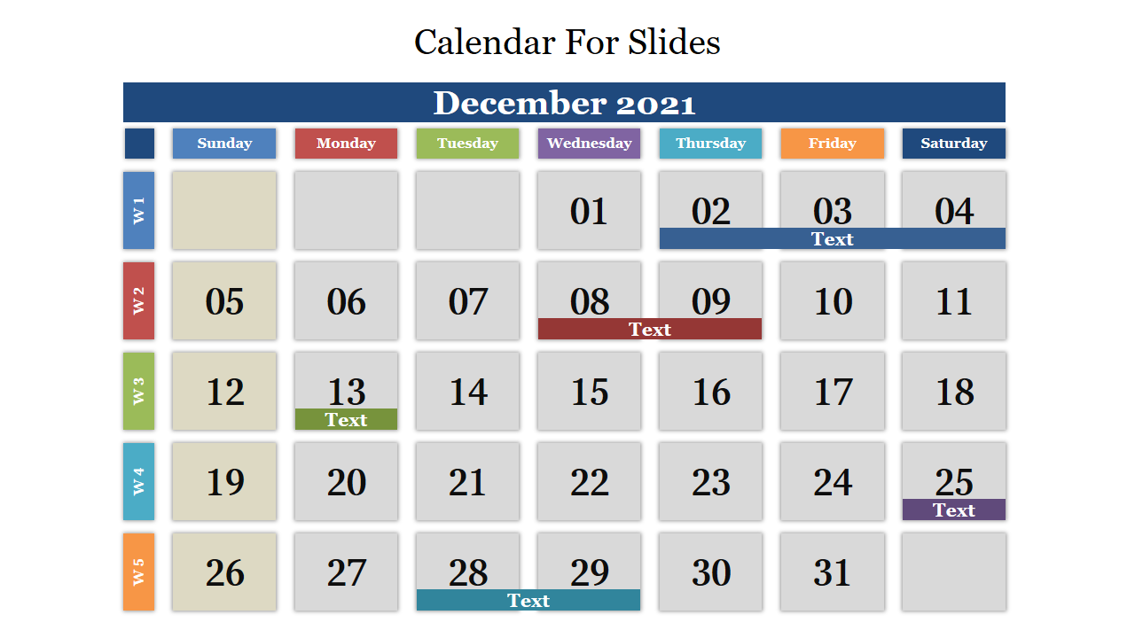 Attractive Calendar For Google Slides Template PPT