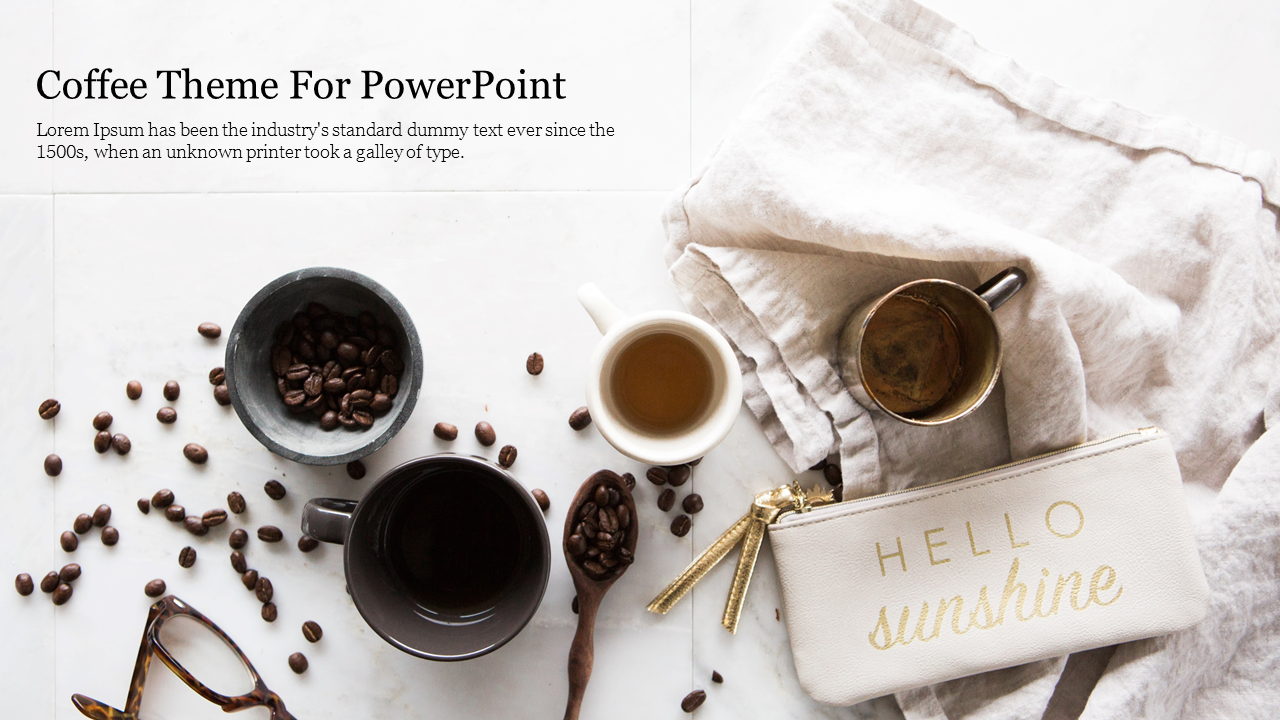 Coffee Themed PowerPoint Template For Presentation