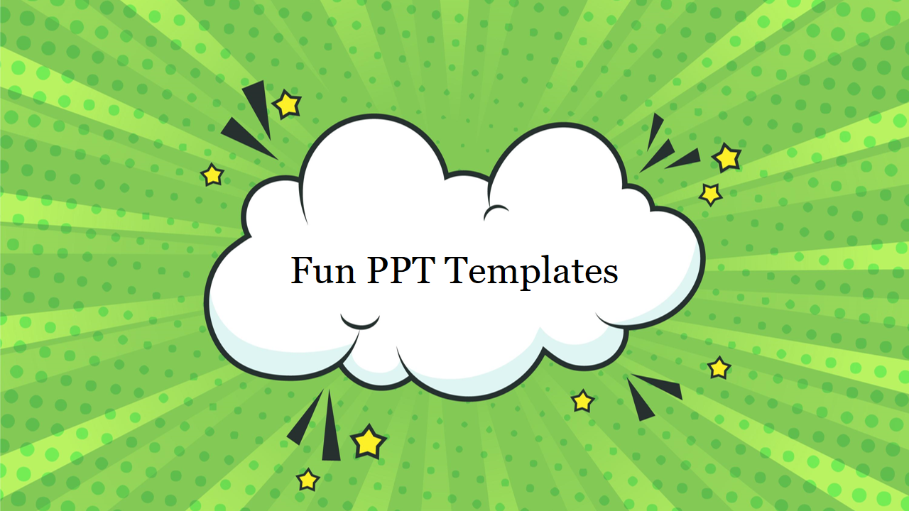 Bright and fun slide with a cartoon cloud, yellow stars, and a dotted green background.