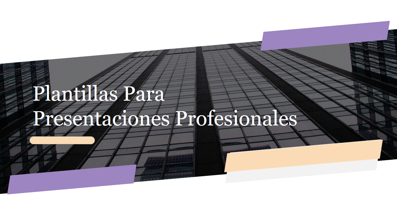 Plantillas Para Presentaciones Profesionales with a modern city skyline and colorful geometric shapes.