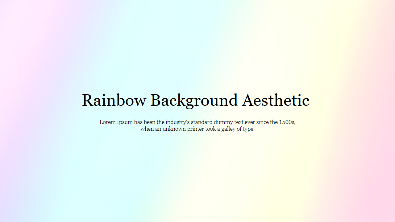 Aesthetic light rainbow gradient background blending soft pink, blue, and yellow tones with a caption area.