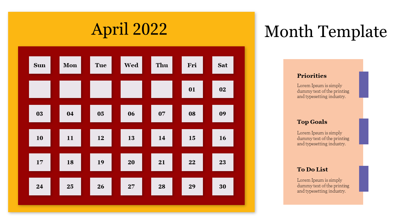 Multicolor Month Template PowerPoint Presentation Slide