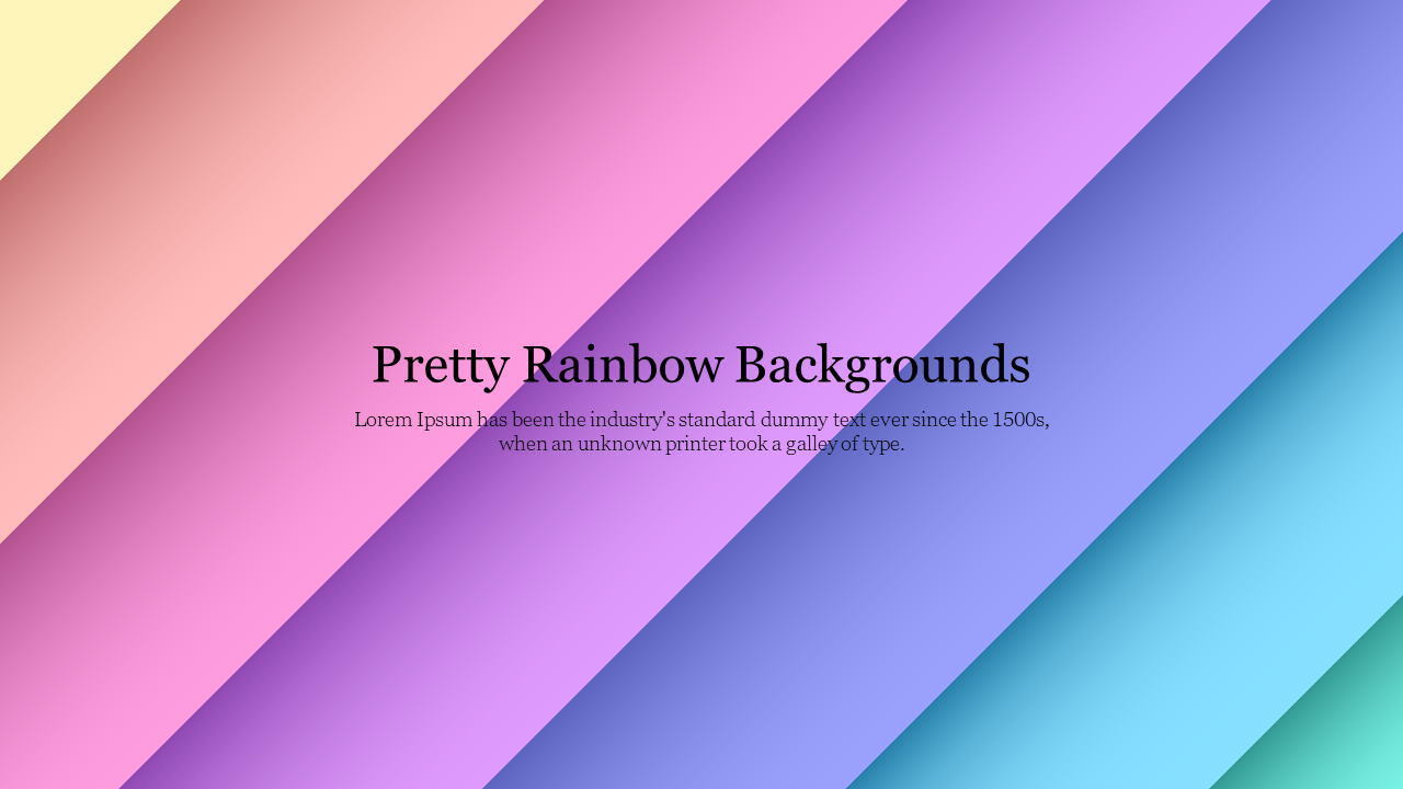 Pastel rainbow background with diagonal stripes in shades of yellow, pink, purple, and blue.