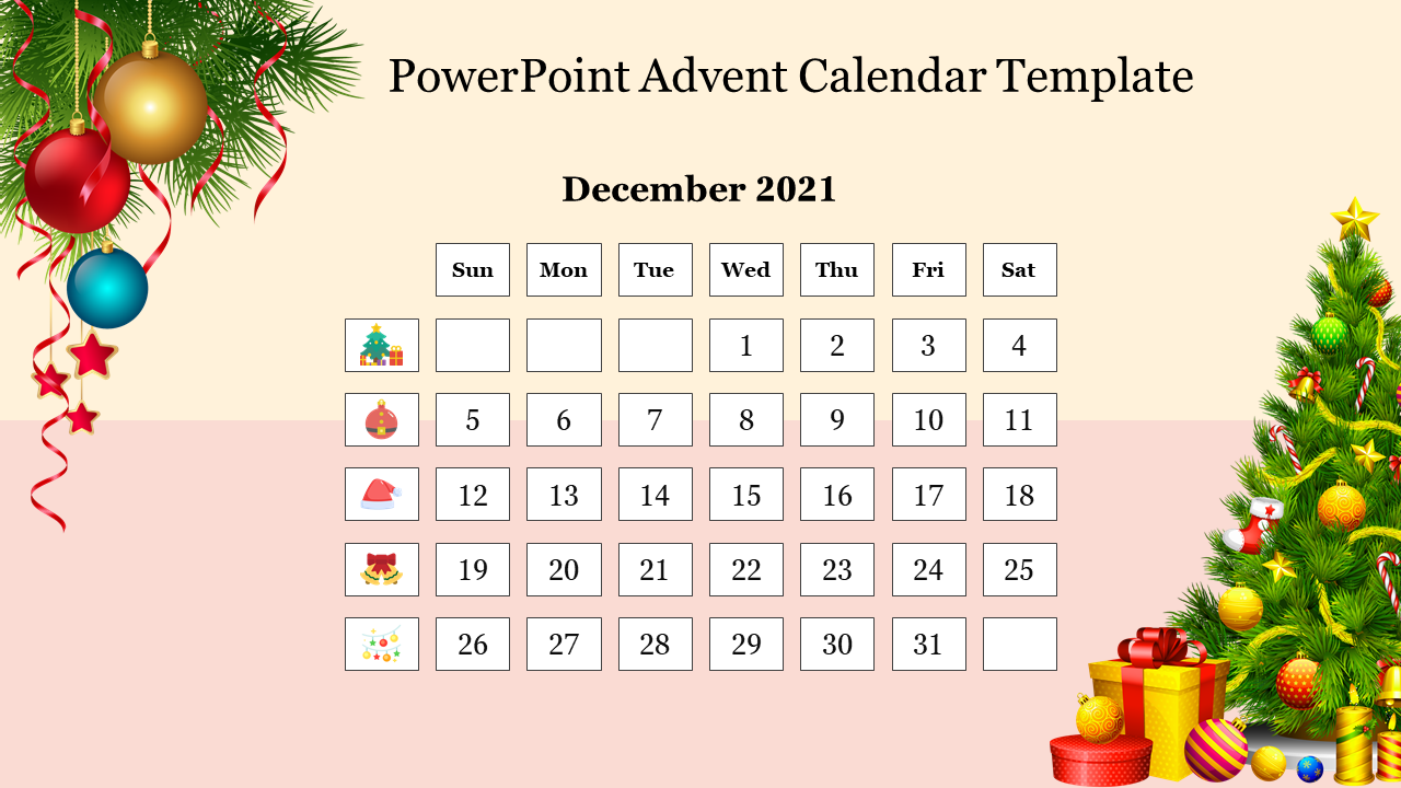 PowerPoint Advent Calendar Template and Google Slides