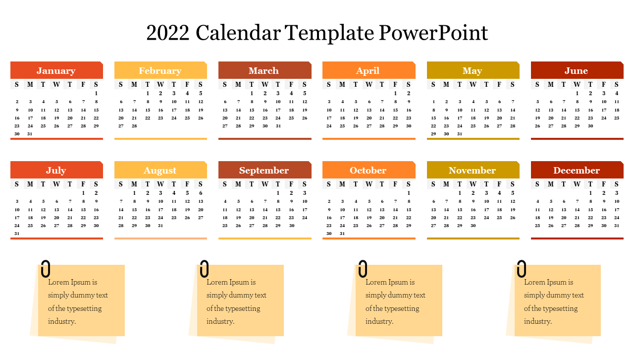 Creative Free 2022 Calendar Template PowerPoint Slide 