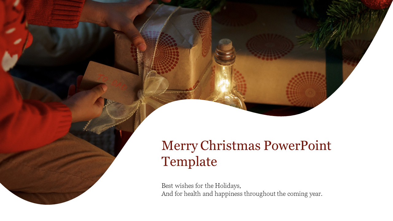 Greetings PowerPoint Christmas Card Template Design