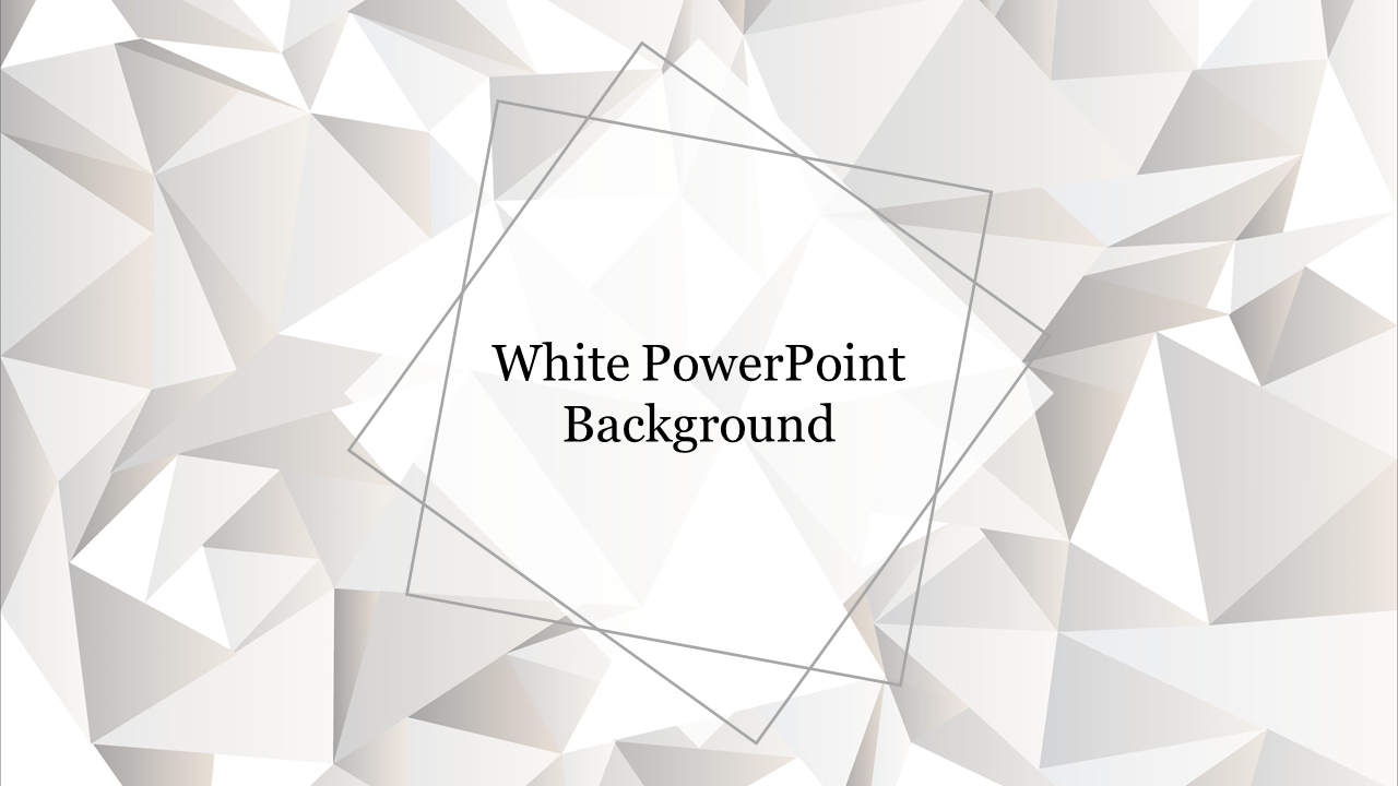 Abstract white background design featuring with layered polygonal shapes and the text in the middle.