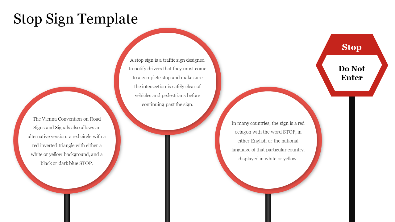 Red Colour Stop Sign Template Presentation PowerPoint