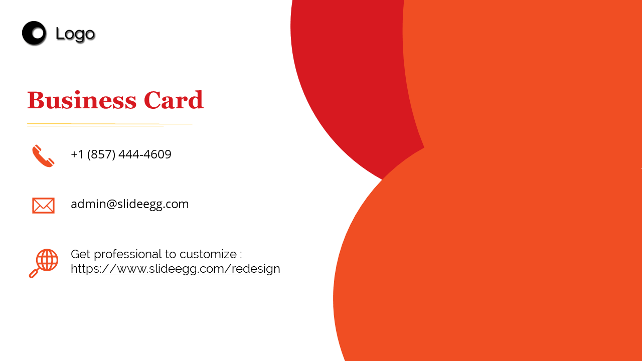 Business card template featuring contact information and a logo, with a modern design in vibrant colors.