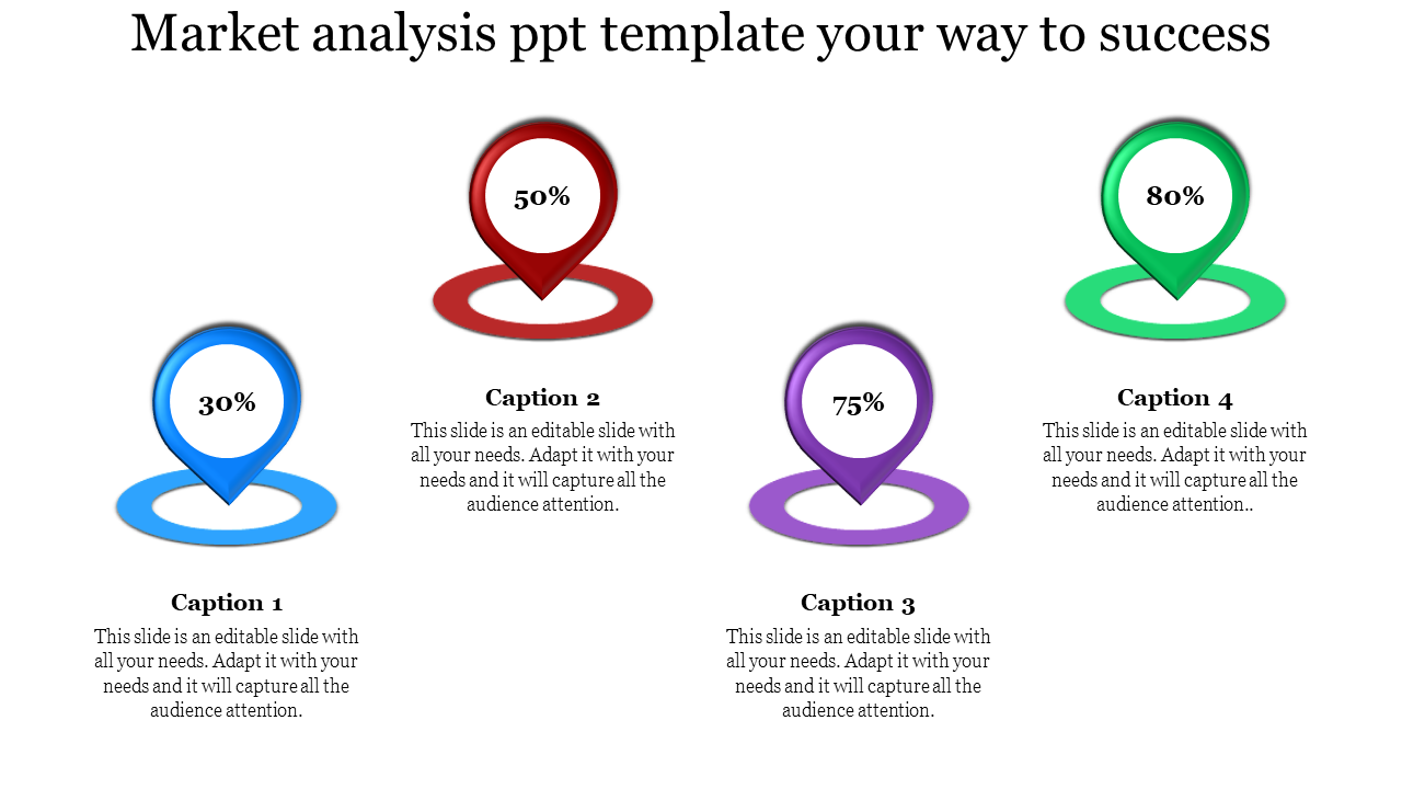 Market Analysis PowerPoint Template with Four Nodes