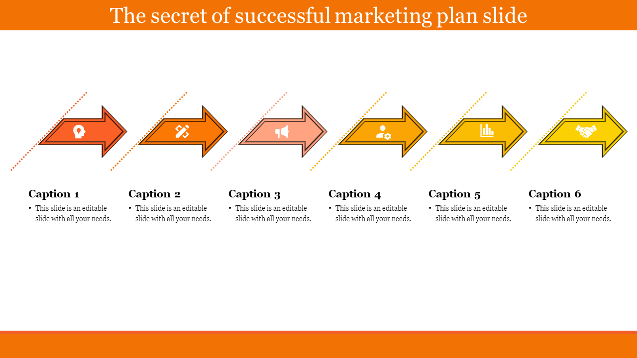 Business And Marketing Plan Template Using Arrow Shape