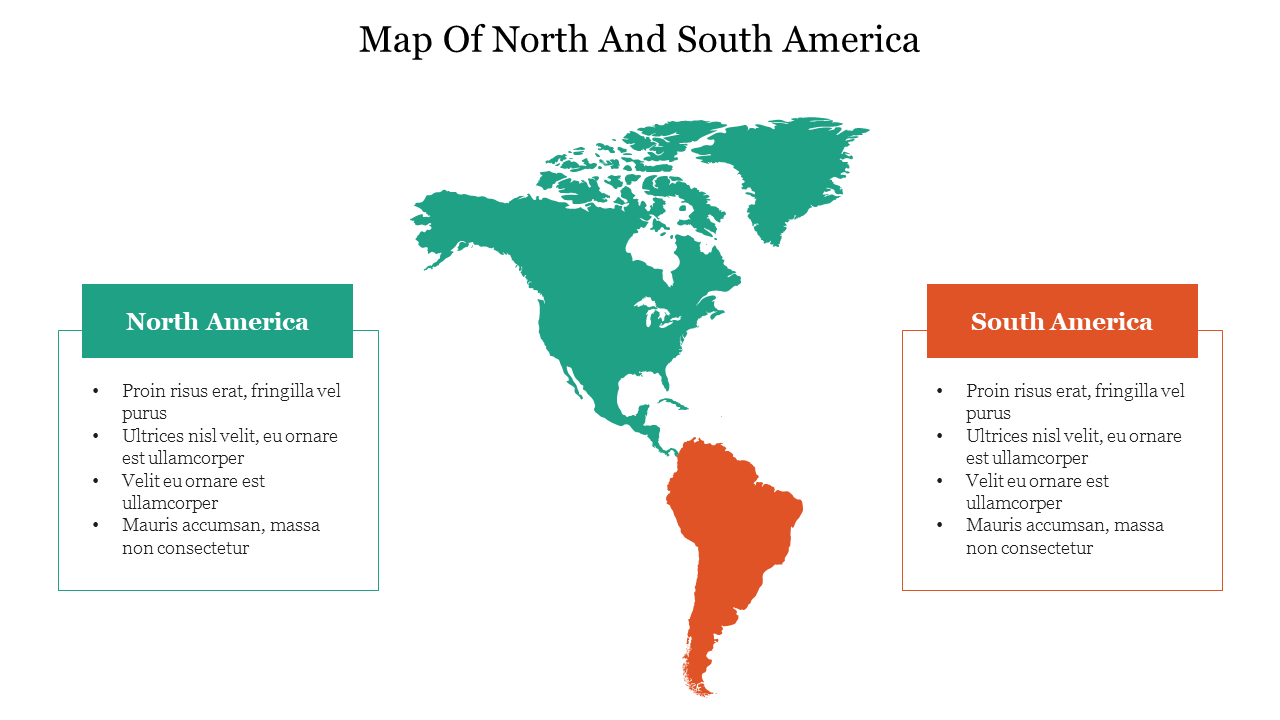 Slide showing a map of North and South America with regions color-coded and information blocks.