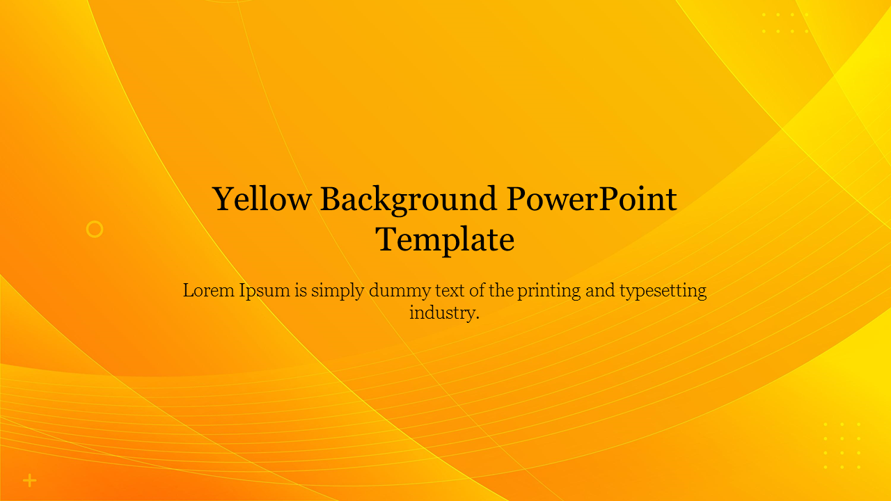 Yellow themed background slide featuring abstract curves and placeholder text in the center.