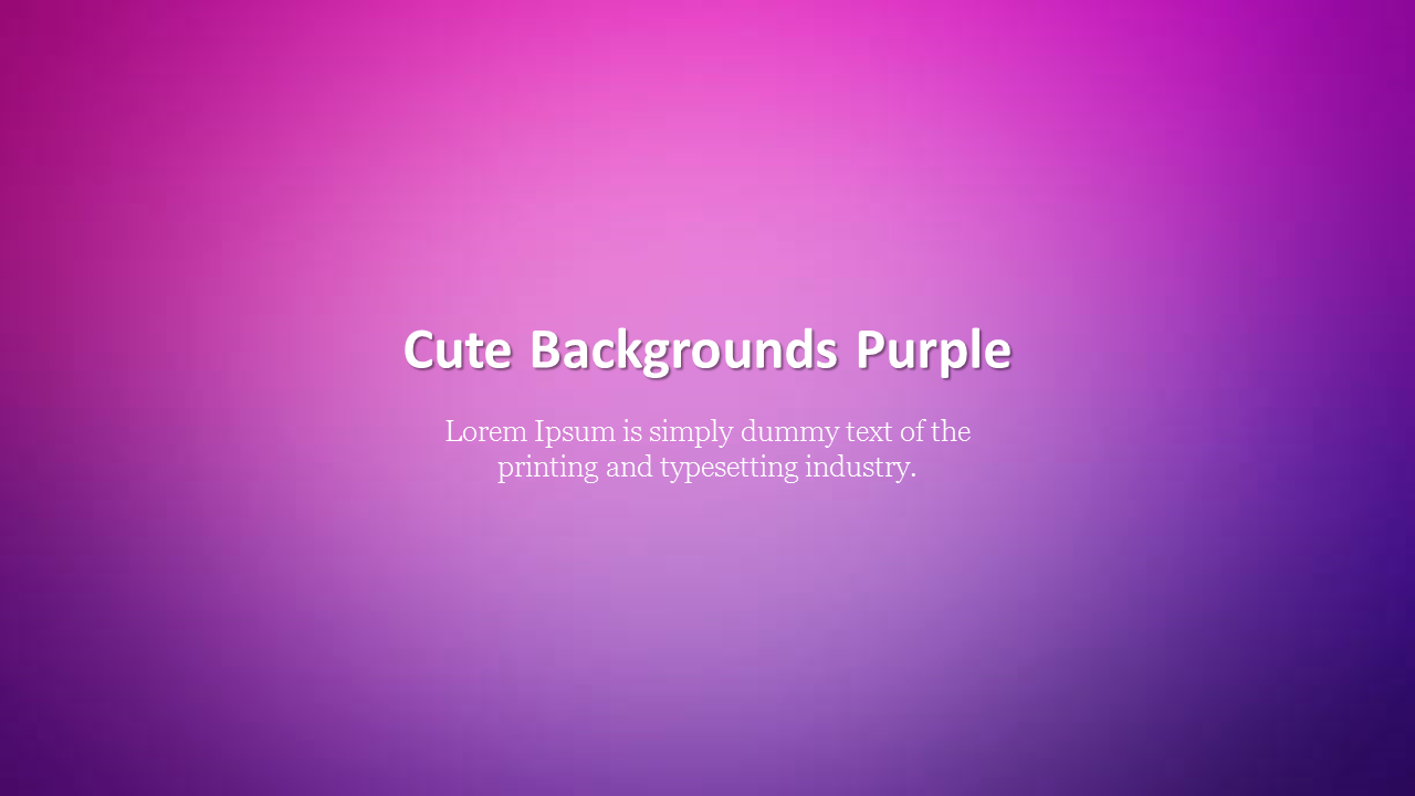 Cute slide features a gradient purple background with placeholder text.