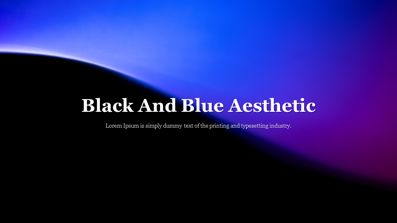 A visually striking slide featuring a black and blue gradient background with the title text prominently displayed.