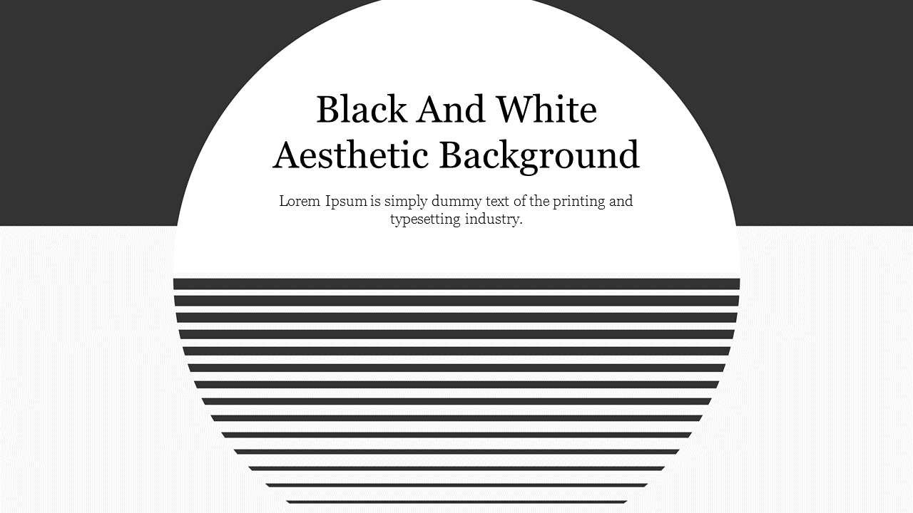 Minimalistic monochrome design with horizontal lines in a circular pattern against a black and white background.