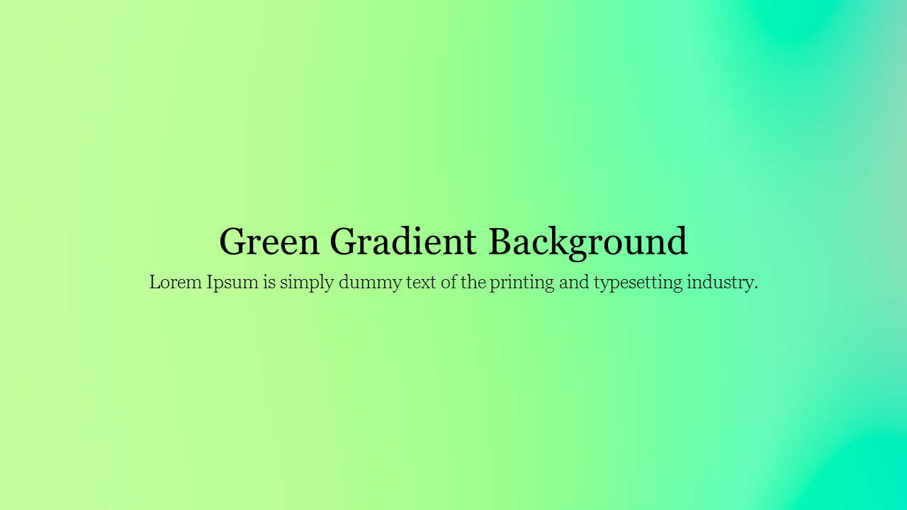 Green gradient background transitioning from light to dark shades with centered black text.