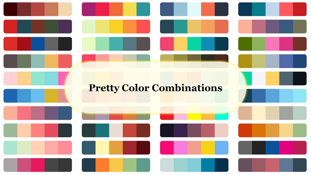 A slide showcasing various color palettes with the title centered against a soft background.