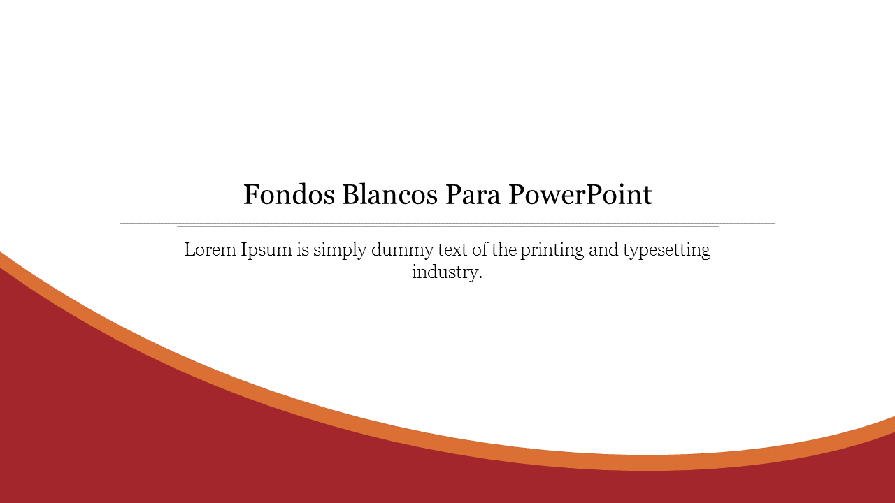 Fondos Blancos Para PowerPoint with a red and orange curved design and caption area at the bottom.