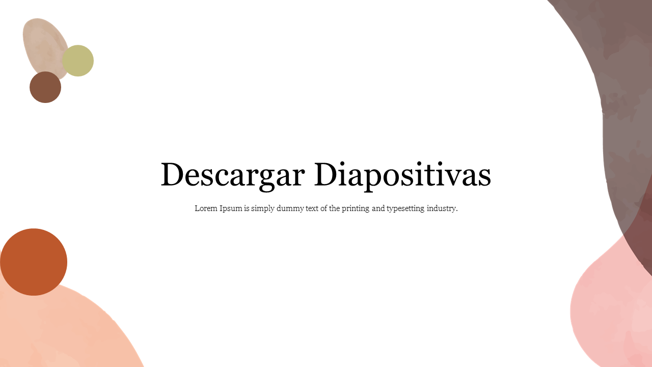 Descargar diapositivas with light colored background with text in the center and abstract shapes in earthy tones around it.