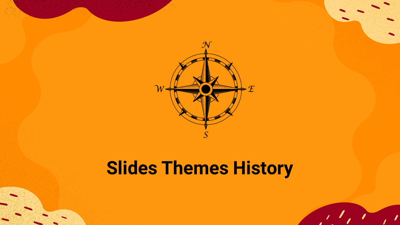 Title slide with a compass symbol and text on an orange background.