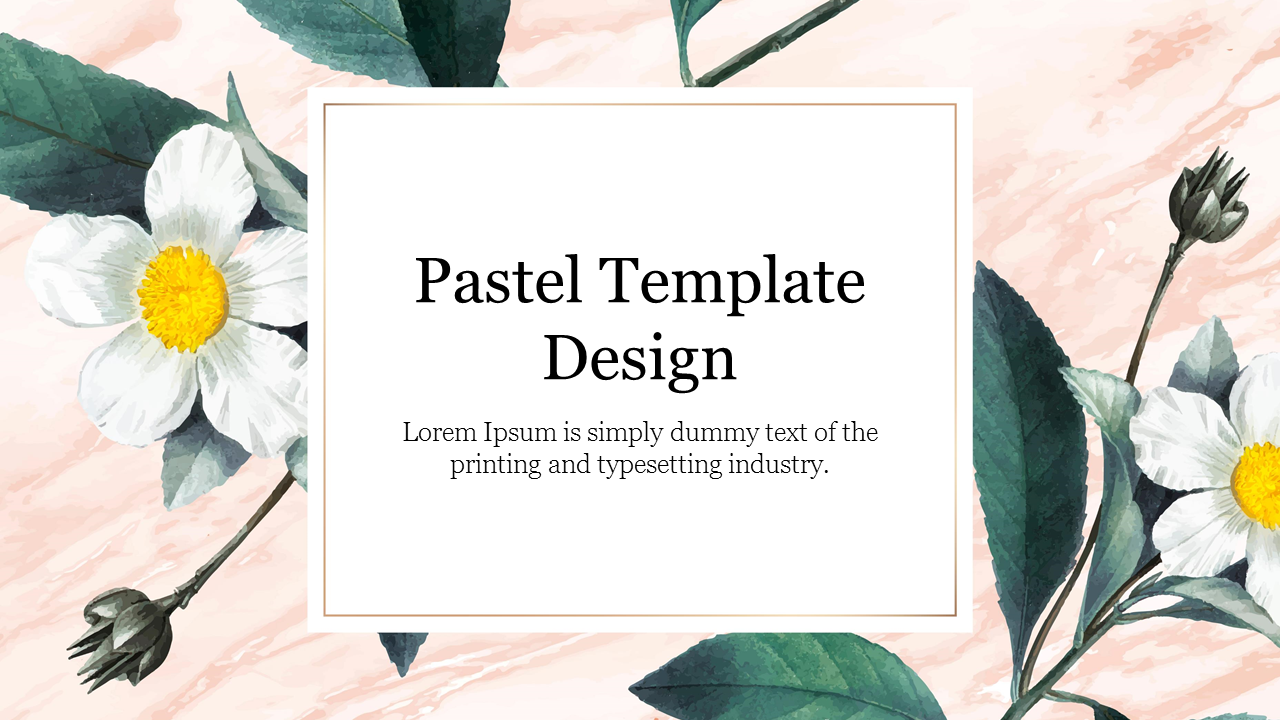 Pastel PPT template design with floral accents, creating a soft and elegant background for presentations.