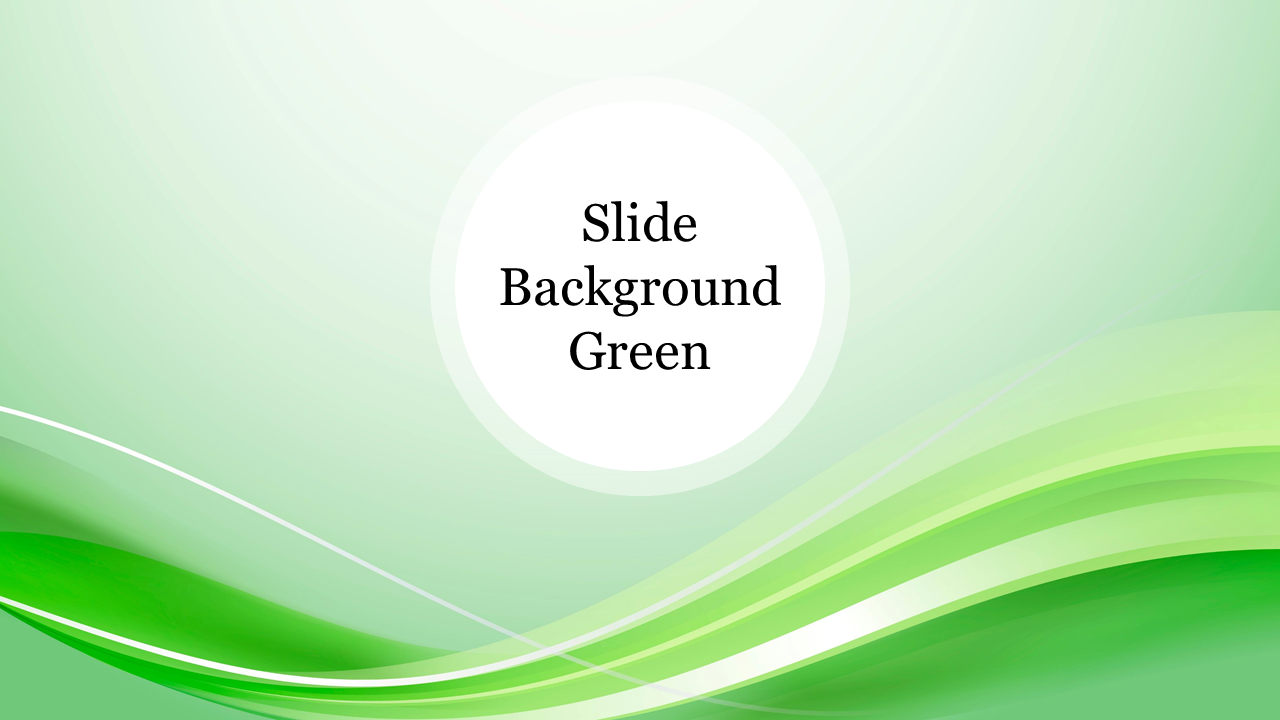 Abstract green wave pattern background with light gradient and a central white circle.