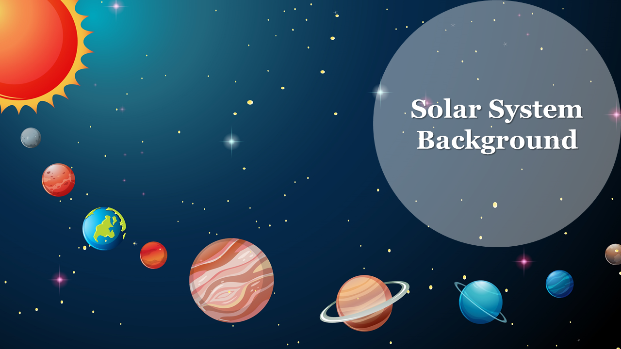 Illustration of the solar system with planets aligned against a starry background.