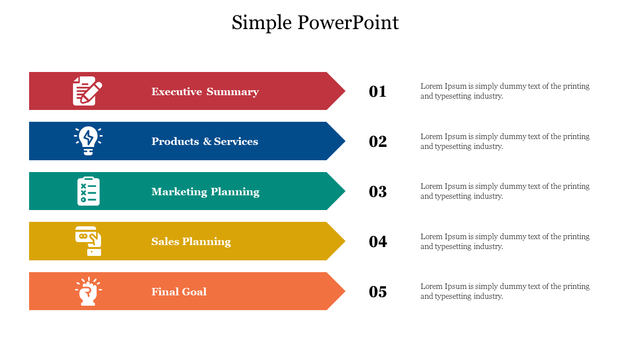 Simple PowerPoint Template Presentation PPT-Five Node