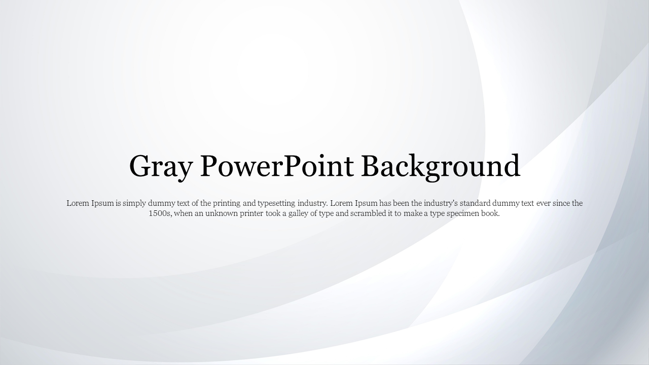 Minimalist gray background slide with subtle wave-like patterns and centered text for title and description.