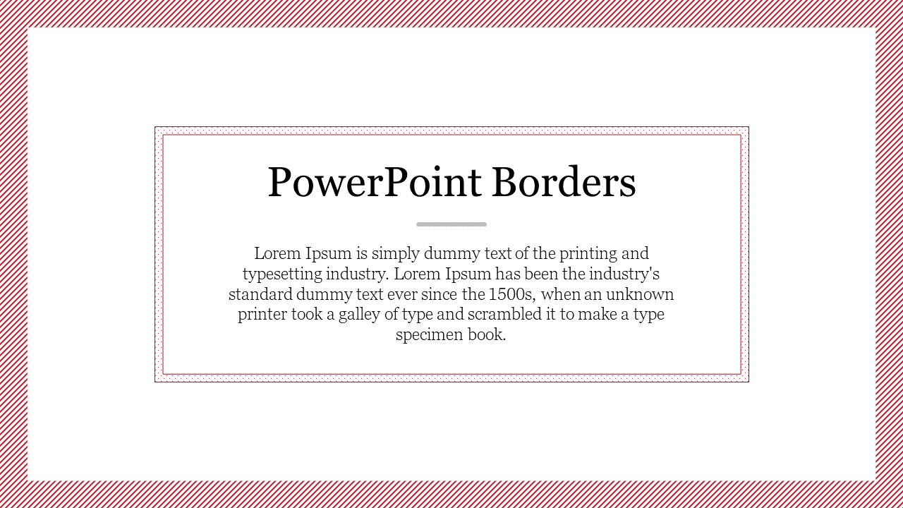 PowerPoint slide featuring a clean and simple design with red-dotted borders surrounding the central text area.