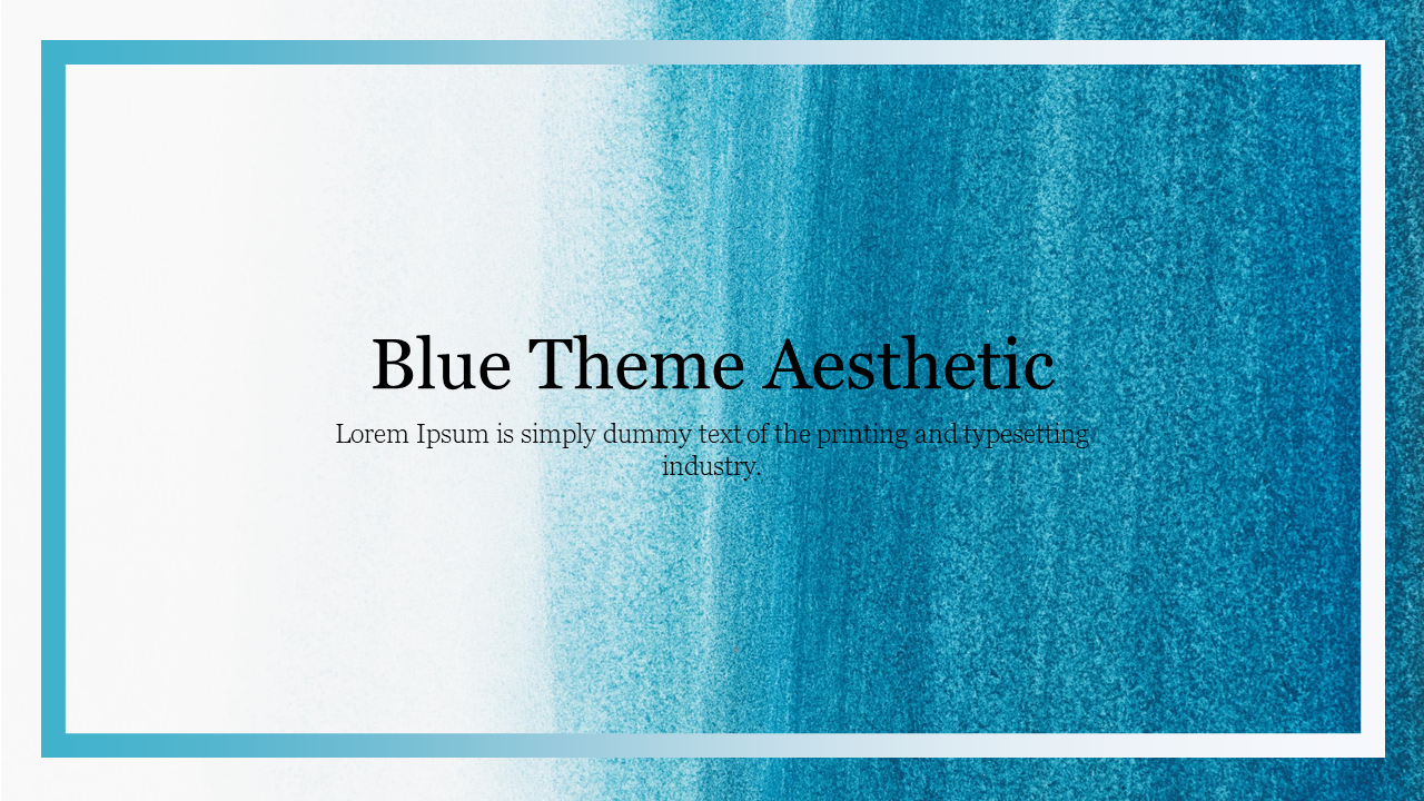 Aesthetic slide with a sky blue textured gradient background and rectangle frame with a title text and caption at the center.